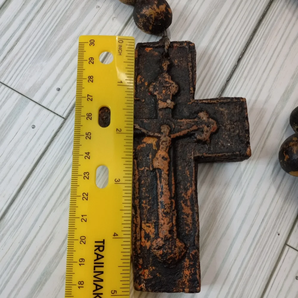 Mexican Clay Pottery Jumbo Rosary Rustic Prayer Beads Decor - Picture 5 of 7